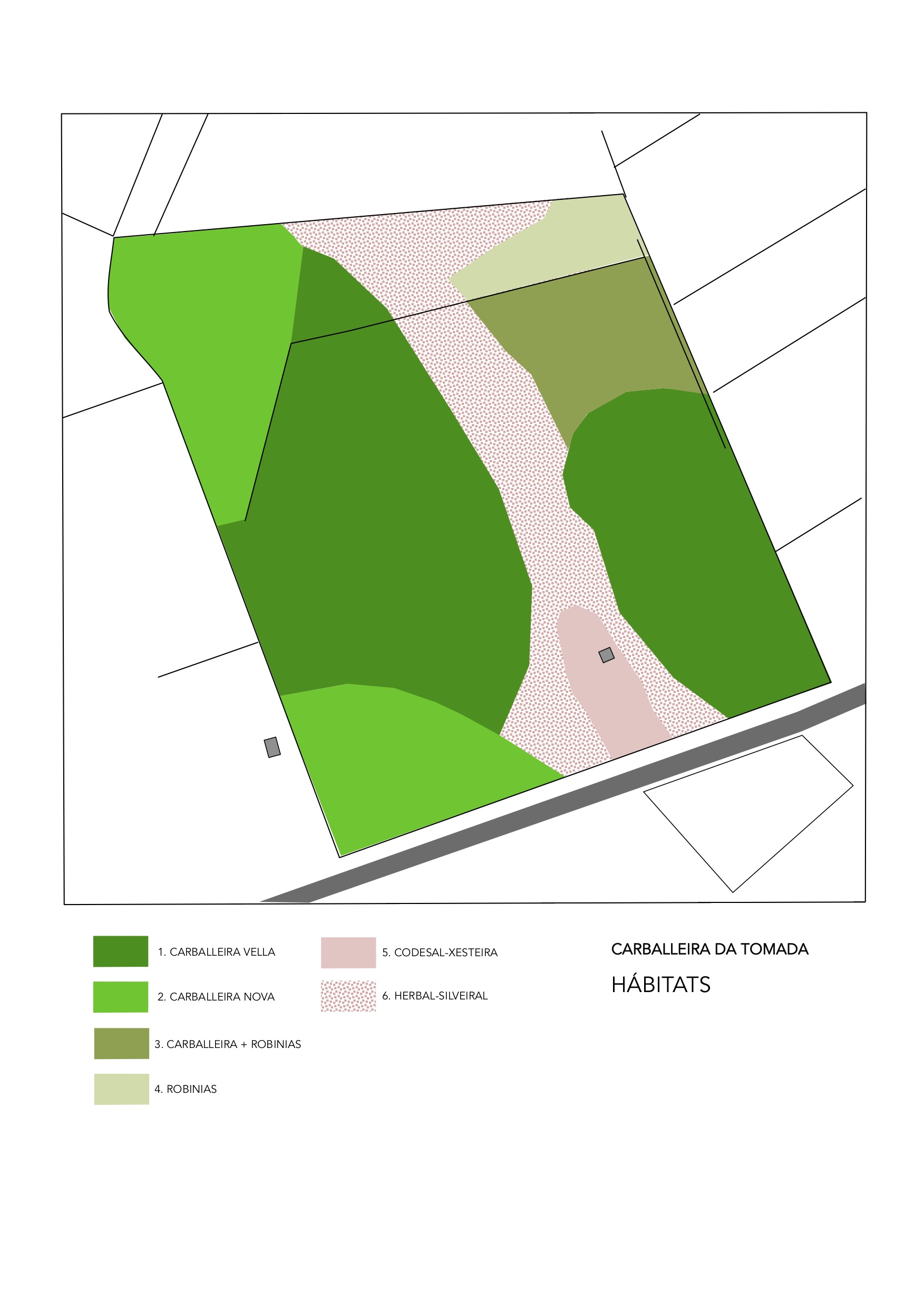 MAPA DE HÁBITATS DA TOMADA / MAP OF MAIN ECOLOGICAL HABITATS